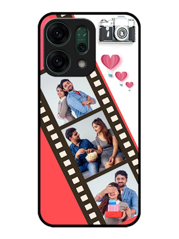 Custom Oppo Reno 14 5G Custom Glass Phone Case - 3 Image Holder With Film Reel