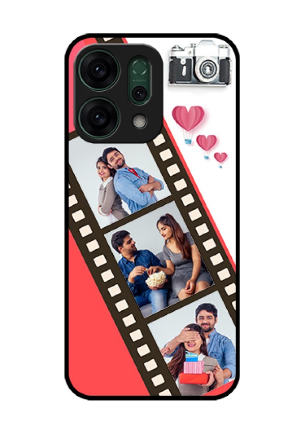 Oppo Reno 14 5G Custom Glass Phone Case - 3 Image Holder With Film Reel