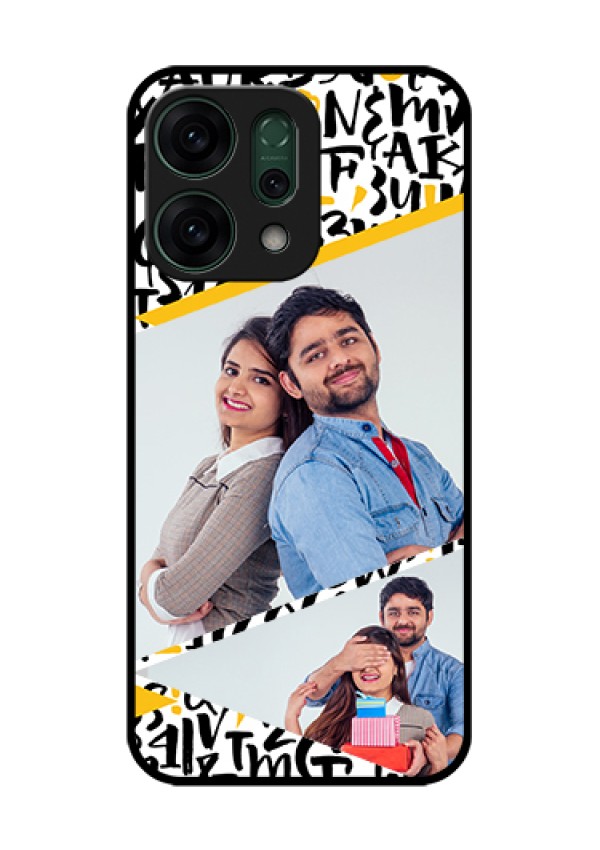 Oppo Reno 14 5G Custom Glass Phone Case - Letters Pattern Design