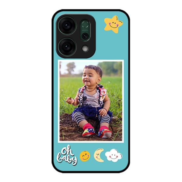 Oppo Reno 14 5G Custom Glass Phone Case - Smiley Kids Stars Design