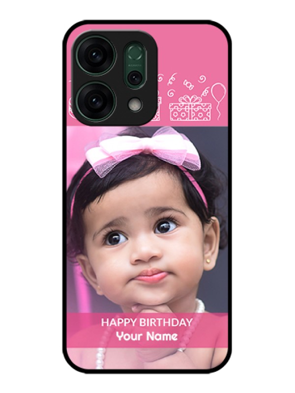 Custom Oppo Reno 14 5G Custom Glass Phone Case - With Birthday Line Art Design