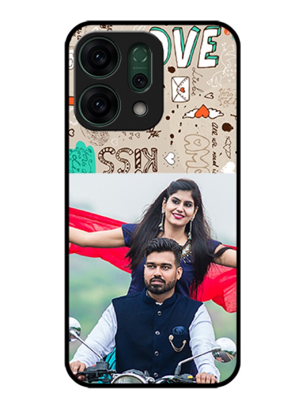 Custom Oppo Reno 14 5G Custom Glass Phone Case - Love Doodle Pattern