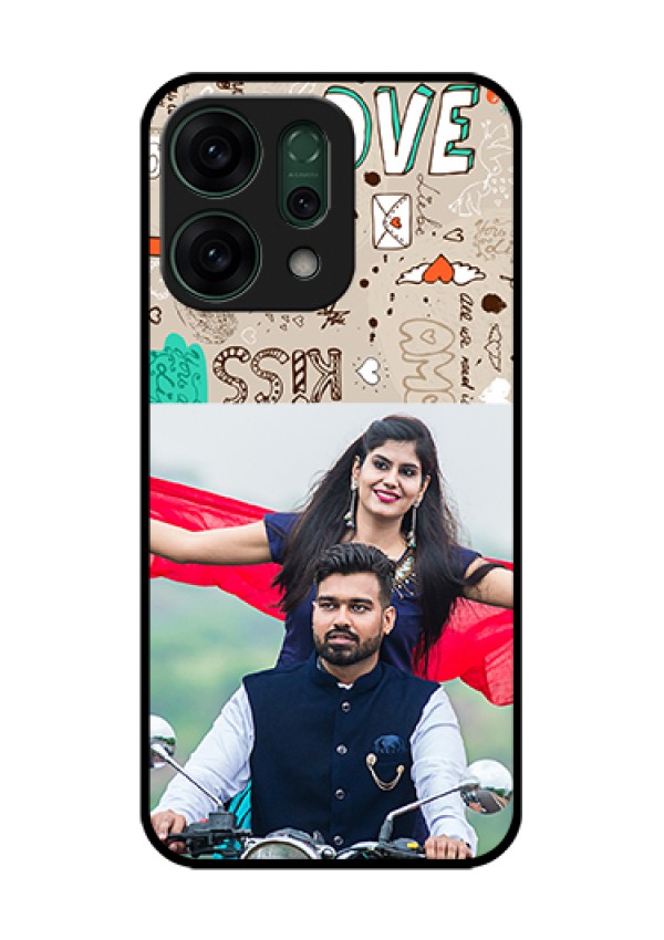 Oppo Reno 14 5G Custom Glass Phone Case - Love Doodle Pattern