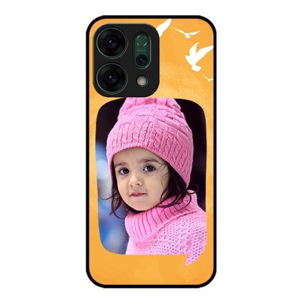 Oppo Reno 14 5G Custom Glass Phone Case - Water Color Design With Bird Icons Oppo Reno 14 5G Custom Glass Phone Case - Water Color Design With Bird Icons