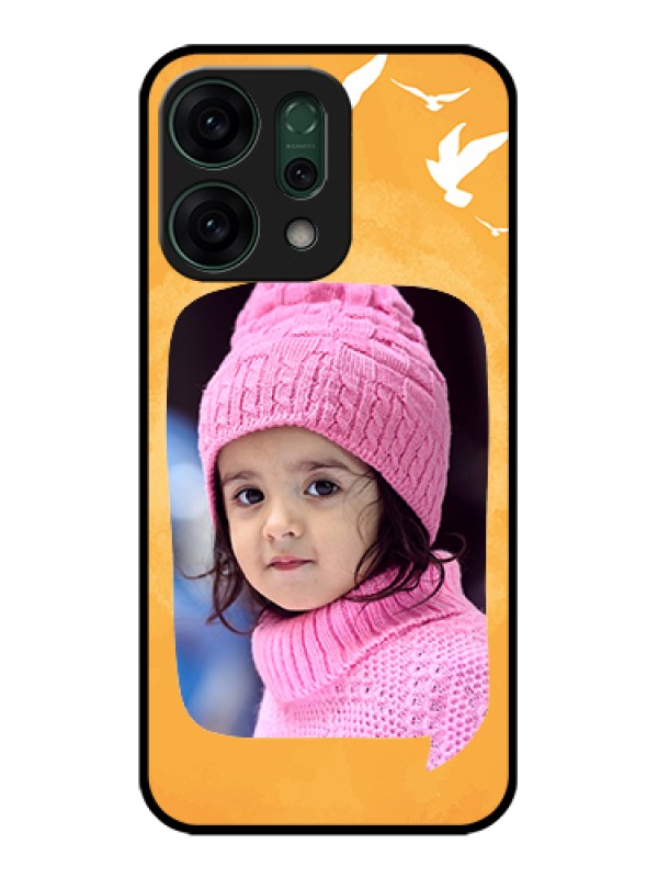 Custom Oppo Reno 14 5G Custom Glass Phone Case - Water Color Design With Bird Icons