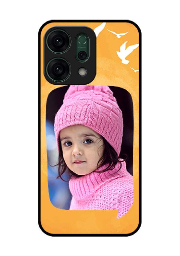 Oppo Reno 14 5G Custom Glass Phone Case - Water Color Design With Bird Icons