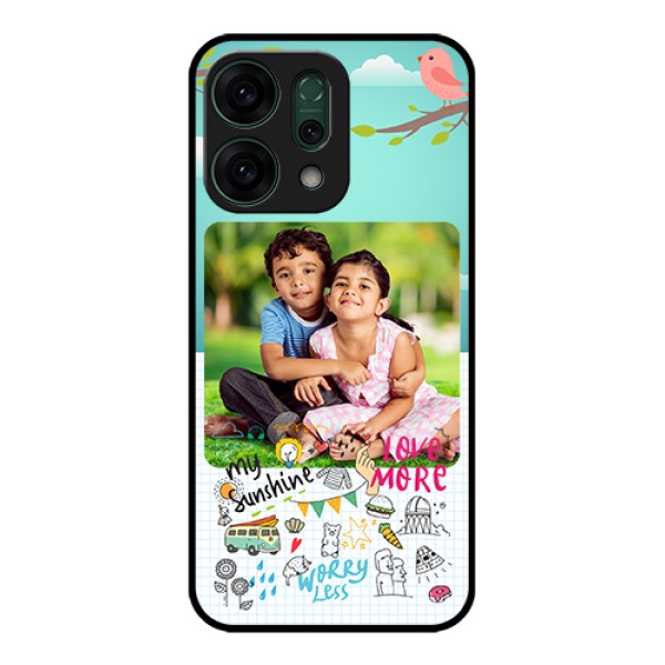 Oppo Reno 14 5G Custom Glass Phone Case - Doodle Love Design