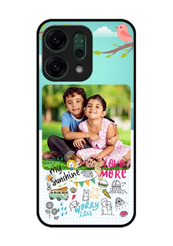 Oppo Reno 14 5G Custom Glass Phone Case - Doodle Love Design