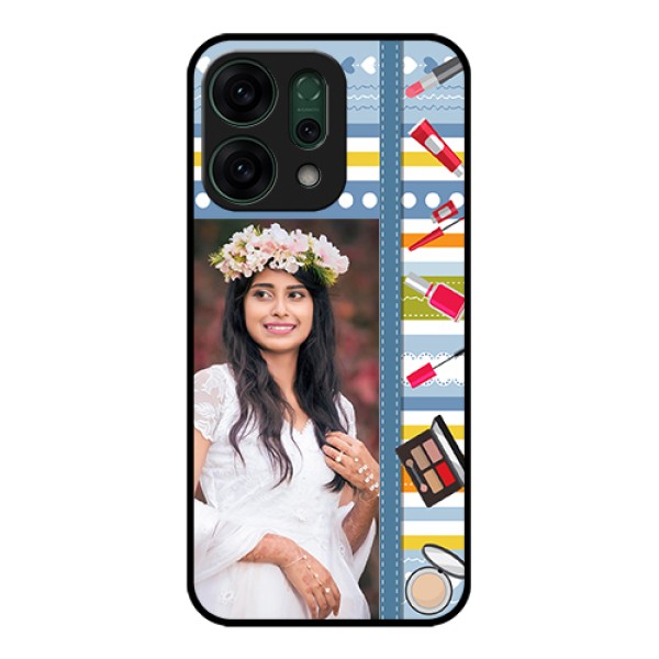 Oppo Reno 14 5G Custom Glass Phone Case - Makeup Icons Design