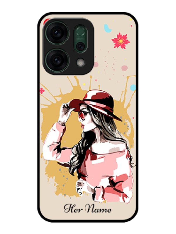 Custom Oppo Reno 14 5G Custom Glass Phone Case - Women With Pink Hat Design