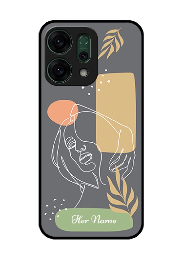 Oppo Reno 14 5G Custom Glass Phone Case - Gazing Woman Line Art Design