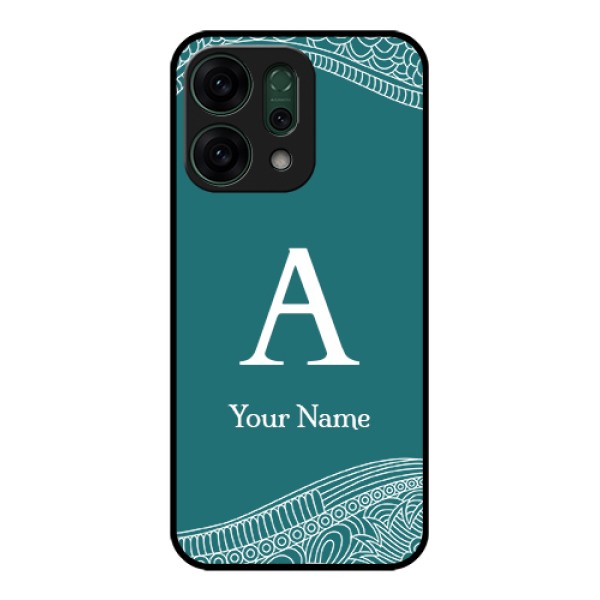 Oppo Reno 14 5G Custom Glass Phone Case - Line Art Pattern With Custom Name Design