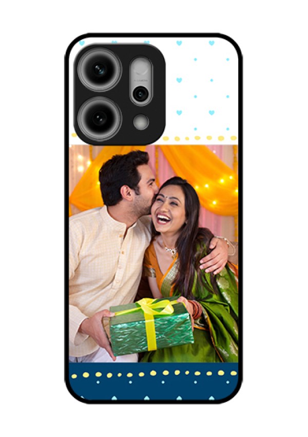 Oppo Reno 14 Pro 5G Custom Glass Phone Case - White And Blue Abstract Design