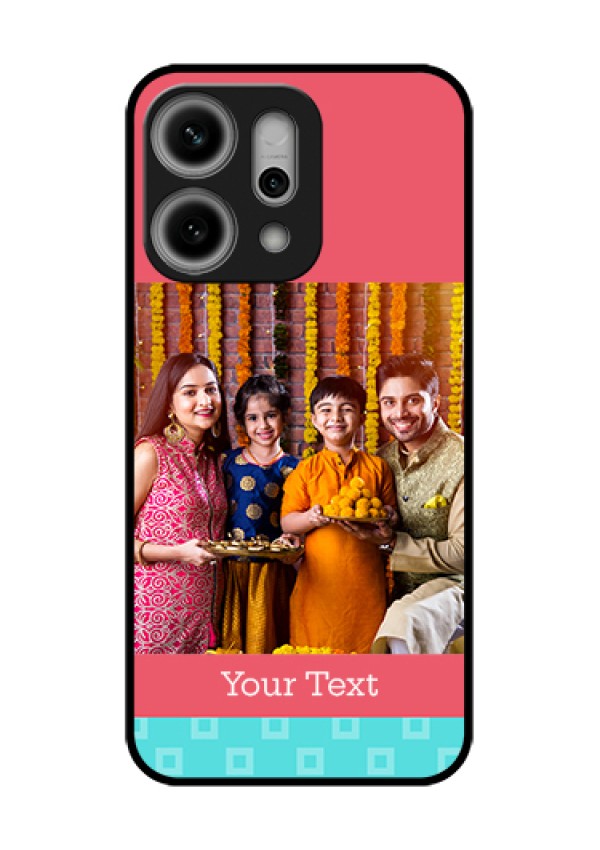 Oppo Reno 14 Pro 5G Custom Glass Phone Case - Peach & Blue Color Design