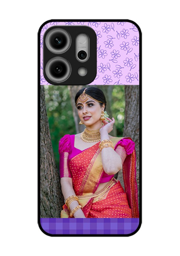 Oppo Reno 14 Pro 5G Custom Glass Phone Case - Purple Floral Design