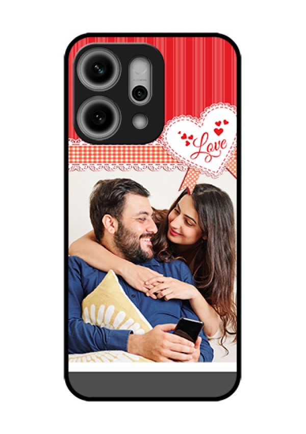 Oppo Reno 14 Pro 5G Custom Glass Phone Case - Red Love Pattern Design