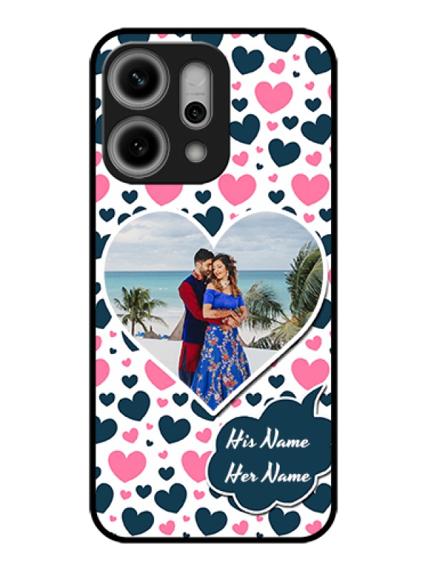 Custom Oppo Reno 14 Pro 5G Custom Glass Phone Case - Pink & Blue Heart Design
