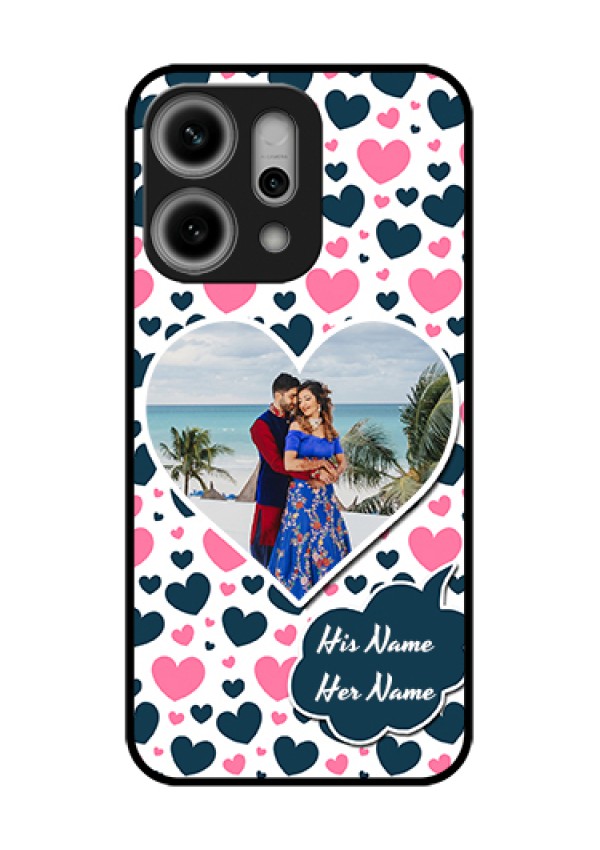 Oppo Reno 14 Pro 5G Custom Glass Phone Case - Pink & Blue Heart Design