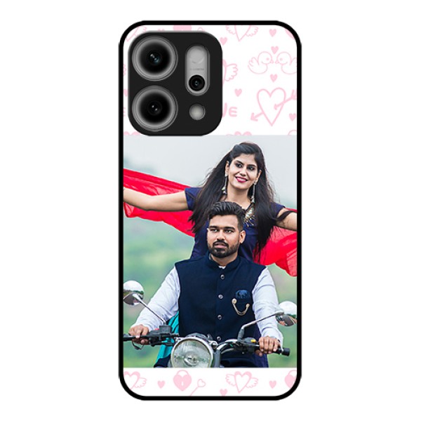 Oppo Reno 14 Pro 5G Custom Glass Phone Case - Pink Flying Heart Design