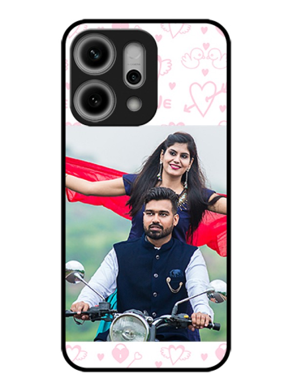 Custom Oppo Reno 14 Pro 5G Custom Glass Phone Case - Pink Flying Heart Design