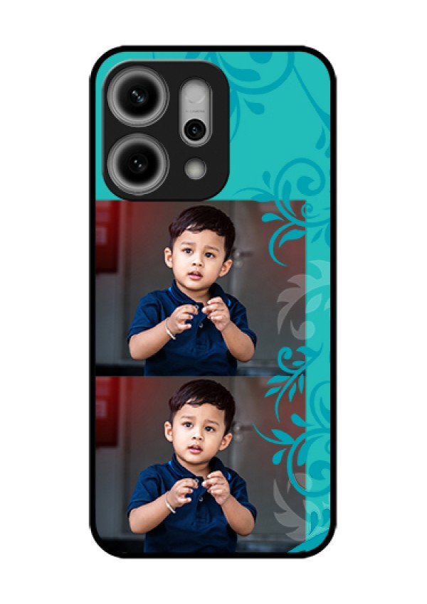 Oppo Reno 14 Pro 5G Custom Glass Phone Case - With Photo And Green Floral Design