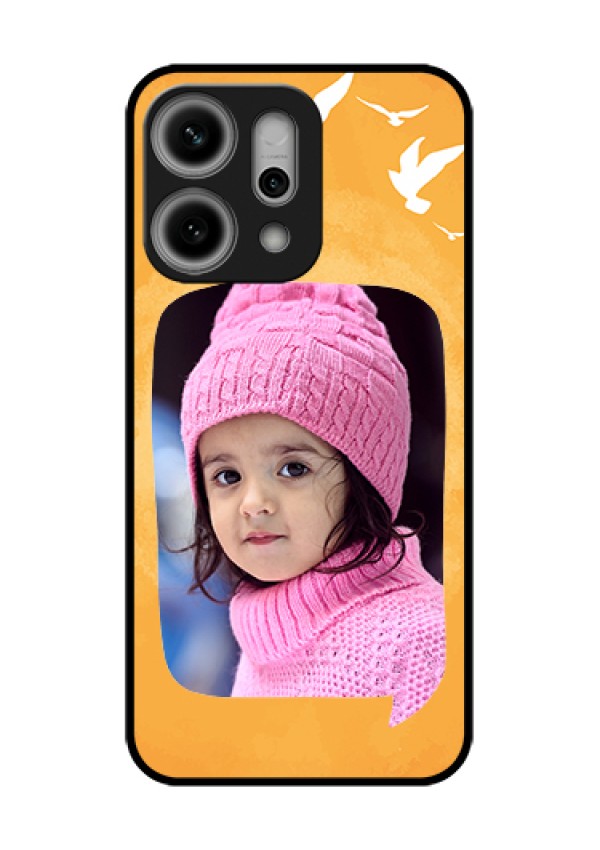 Oppo Reno 14 Pro 5G Custom Glass Phone Case - Water Color Design With Bird Icons