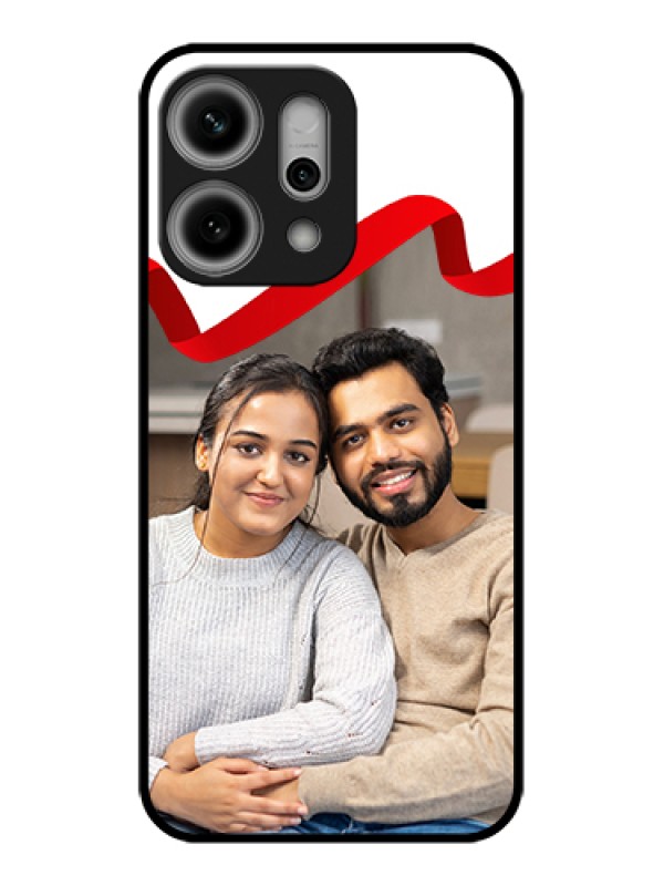 Custom Oppo Reno 14 Pro 5G Custom Glass Phone Case - Red Ribbon Frame Design