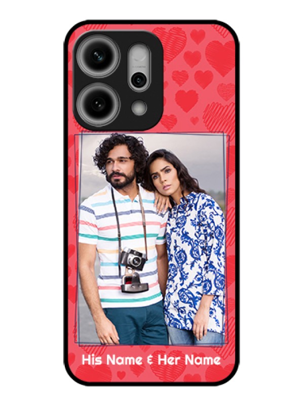 Custom Oppo Reno 14 Pro 5G Custom Glass Phone Case - With Red Heart Symbols Design