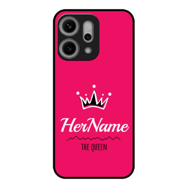 Oppo Reno 14 Pro 5G Custom Glass Phone Case - Queen With Name Design Oppo Reno 14 Pro 5G Custom Glass Phone Case - Queen With Name Design