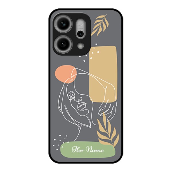 Oppo Reno 14 Pro 5G Custom Glass Phone Case - Gazing Woman Line Art Design Oppo Reno 14 Pro 5G Custom Glass Phone Case - Gazing Woman Line Art Design
