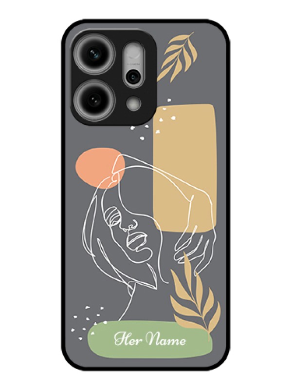Custom Oppo Reno 14 Pro 5G Custom Glass Phone Case - Gazing Woman Line Art Design