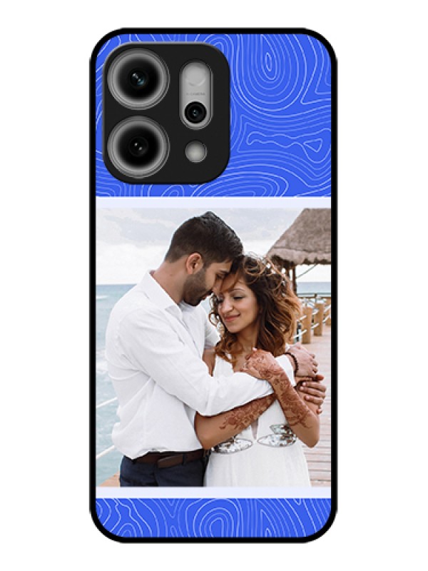 Custom Oppo Reno 14 Pro 5G Custom Glass Phone Case - Curved Line Art With Blue And White Design