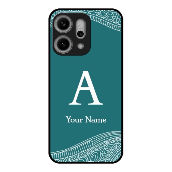 Oppo Reno 14 Pro 5G Custom Glass Phone Case - Line Art Pattern With Custom Name Design