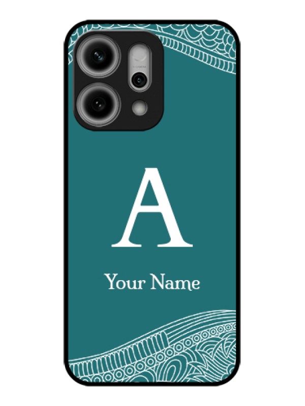 Custom Oppo Reno 14 Pro 5G Custom Glass Phone Case - Line Art Pattern With Custom Name Design