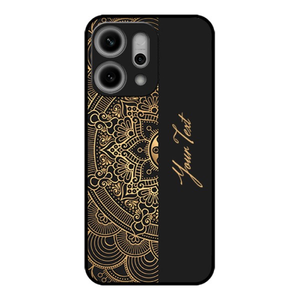Oppo Reno 14 Pro 5G Custom Glass Phone Case - Mandala Art With Custom Text Design Oppo Reno 14 Pro 5G Custom Glass Phone Case - Mandala Art With Custom Text Design