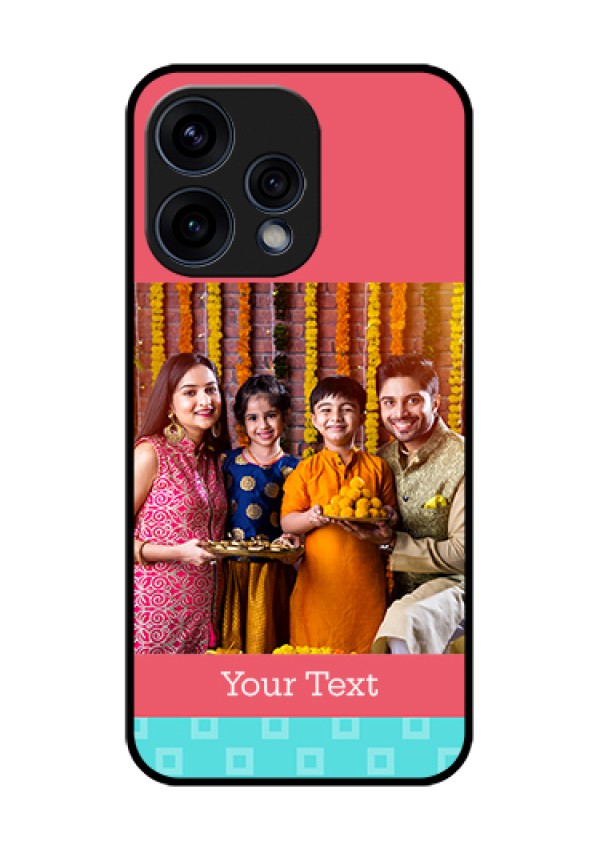 Oppo Reno 15 5G Custom Glass Phone Case - Peach & Blue Color Design