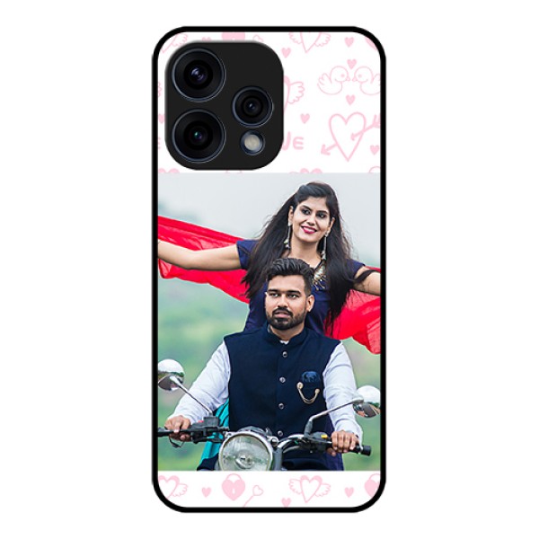 Oppo Reno 15 5G Custom Glass Phone Case - Pink Flying Heart Design