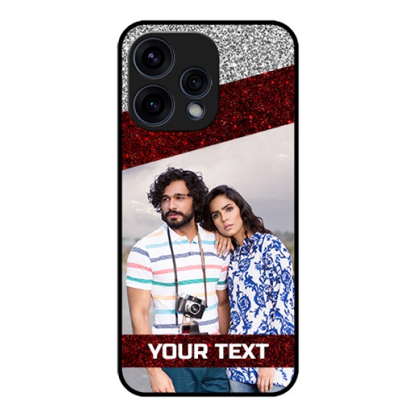 Oppo Reno 15 5G Custom Glass Phone Case - Image Holder With Glitter Strip Design Oppo Reno 15 5G Custom Glass Phone Case - Image Holder With Glitter Strip Design