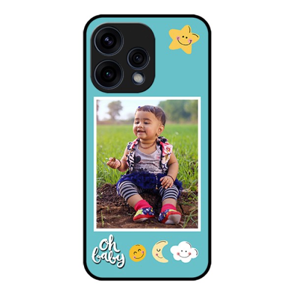 Oppo Reno 15 5G Custom Glass Phone Case - Smiley Kids Stars Design