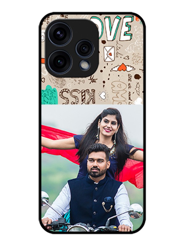 Custom Oppo Reno 15 5G Custom Glass Phone Case - Love Doodle Pattern