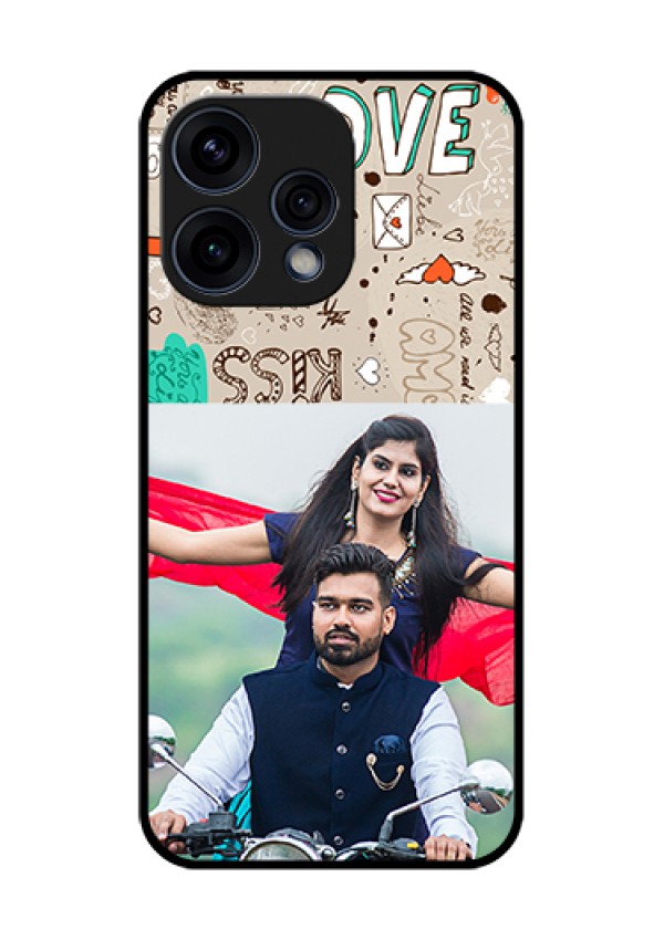 Oppo Reno 15 5G Custom Glass Phone Case - Love Doodle Pattern