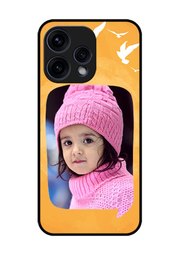 Oppo Reno 15 5G Custom Glass Phone Case - Water Color Design With Bird Icons