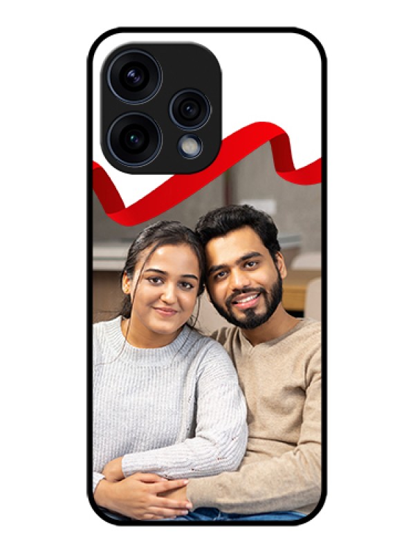Custom Oppo Reno 15 5G Custom Glass Phone Case - Red Ribbon Frame Design