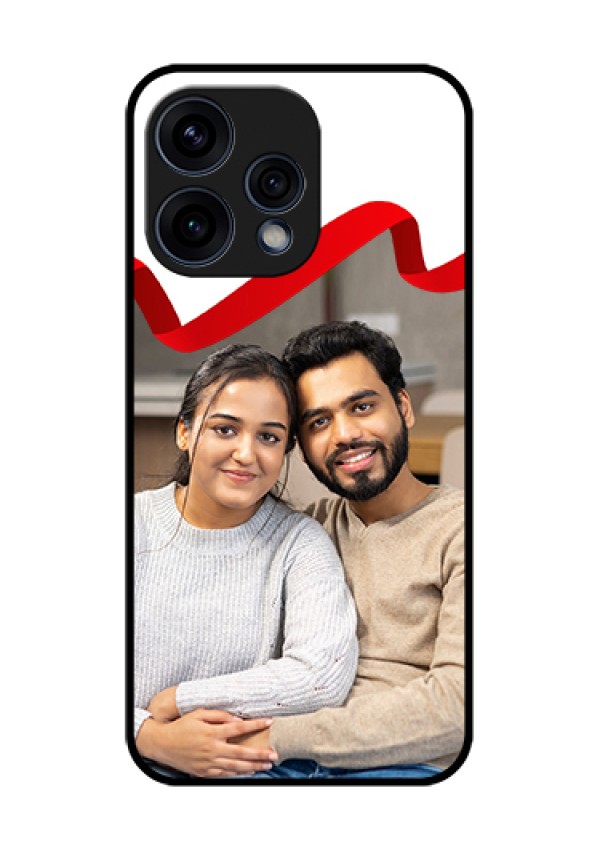 Oppo Reno 15 5G Custom Glass Phone Case - Red Ribbon Frame Design