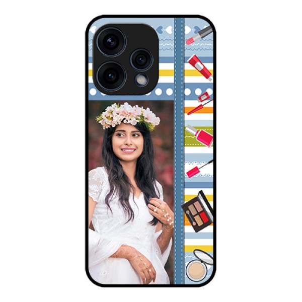 Oppo Reno 15 5G Custom Glass Phone Case - Makeup Icons Design