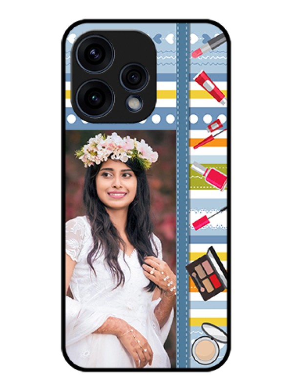 Custom Oppo Reno 15 5G Custom Glass Phone Case - Makeup Icons Design