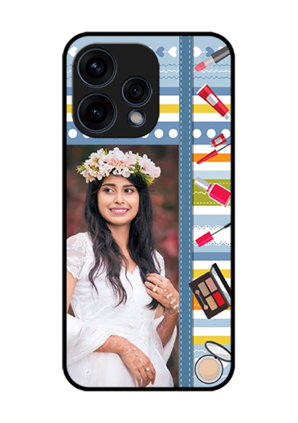 Oppo Reno 15 5G Custom Glass Phone Case - Makeup Icons Design