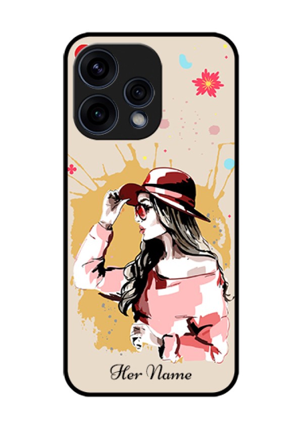 Oppo Reno 15 5G Custom Glass Phone Case - Women With Pink Hat Design