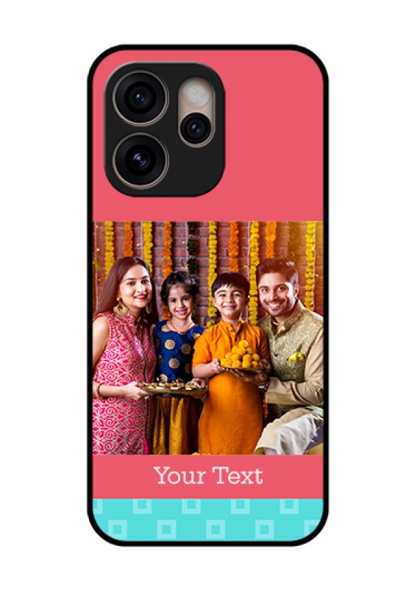 Oppo Reno 15 Pro 5G Custom Glass Phone Case - Peach & Blue Color Design