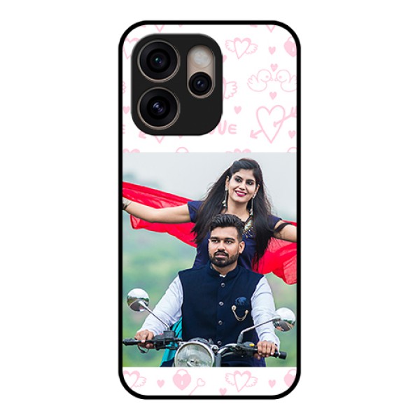 Oppo Reno 15 Pro 5G Custom Glass Phone Case - Pink Flying Heart Design